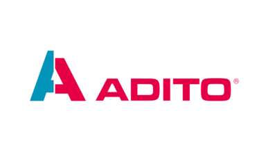ADITO-Logo mit zweifarbiger stilisierter A‑Marke und Schriftzug
