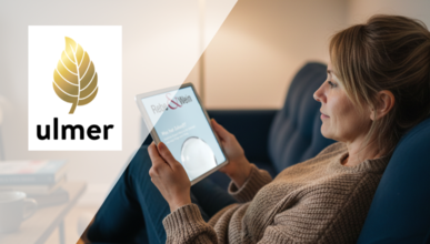 Newsletter-Vorschau mit Porträt einer lächelnden Frau und Prozentdiagramm
