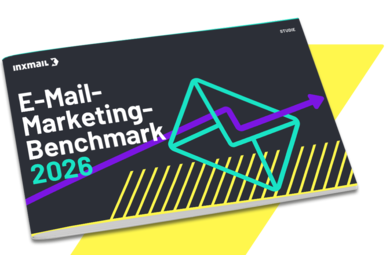 Deckblatt einer Studie: E‑Mail‑Marketing‑Benchmark 2026 mit Umschlag-Icon