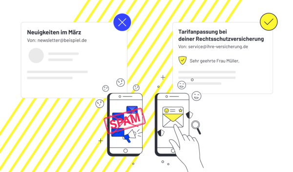 Illustration zur Analyse von Kundendaten und zur gezielten Personalisierung im E-Mail-Marketing.